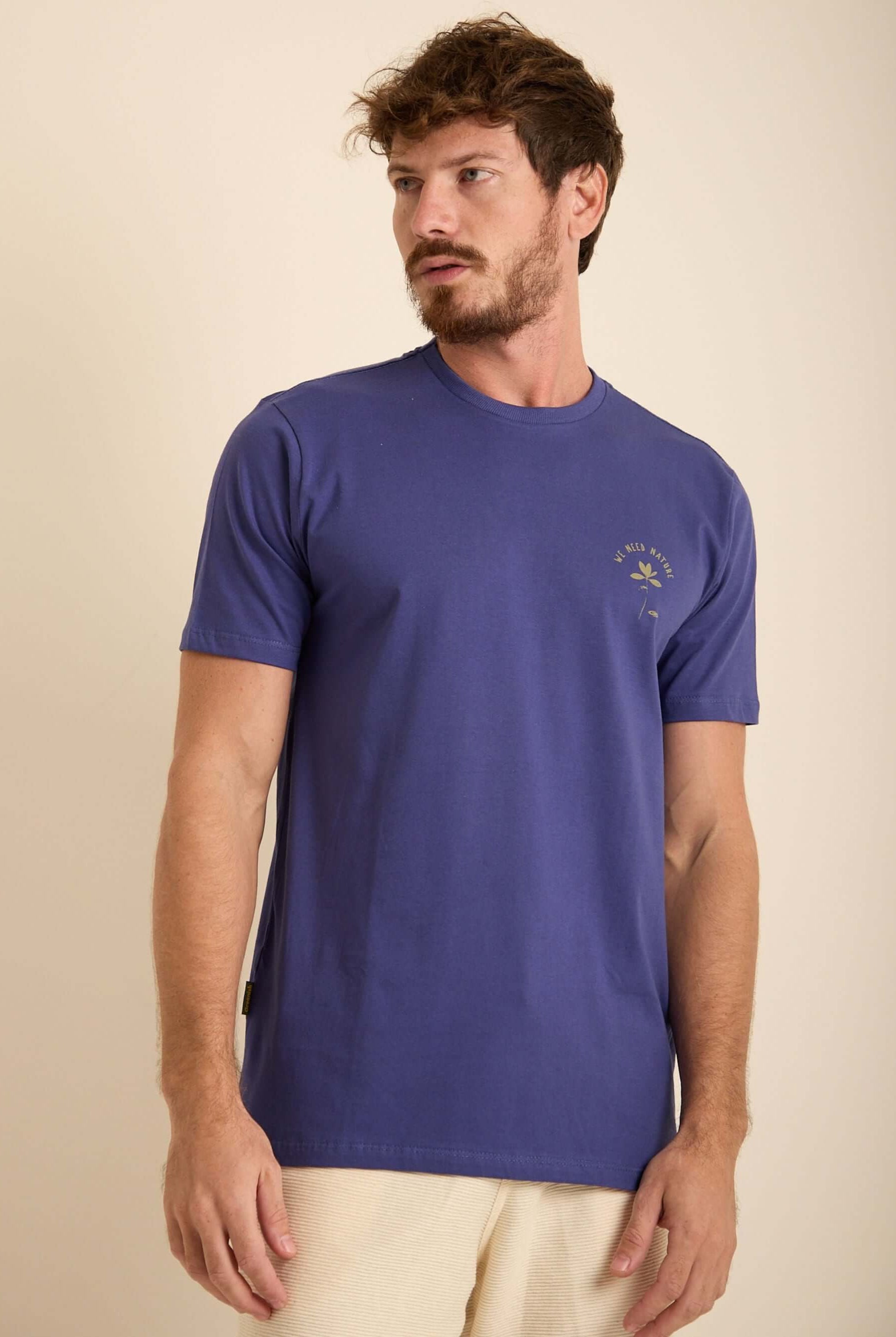 Camiseta Nature azul royal da Greenish, 100% algodão, toque leve e macio para looks streetwear.