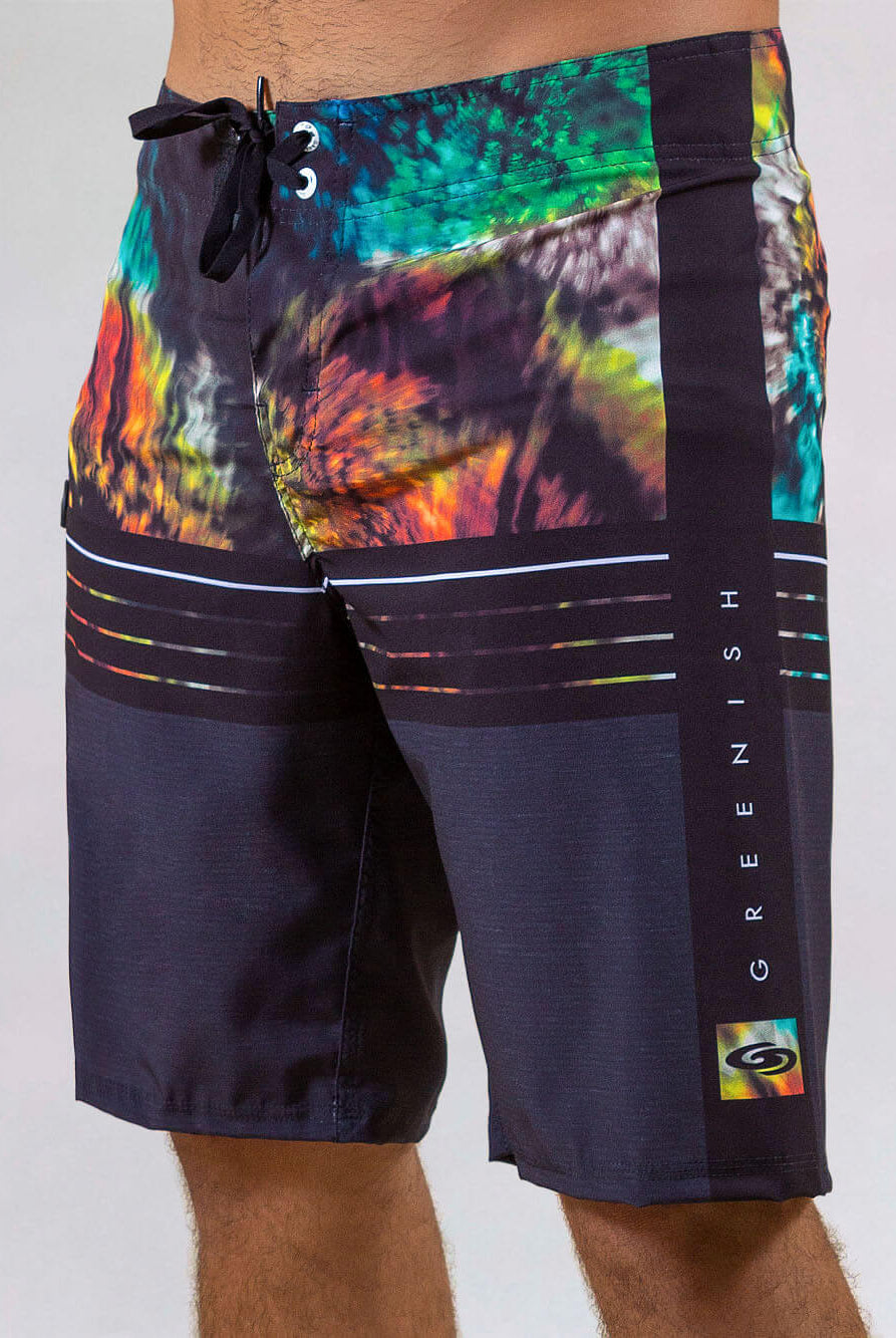 Greenish Boardshort Motion Tie Dye Bar in vibrant colors and modern design, perfect for beachwear.