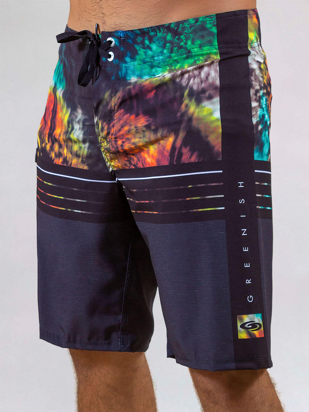 Greenish Boardshort Motion Tie Dye Bar in vibrant colors and modern design, perfect for beachwear.