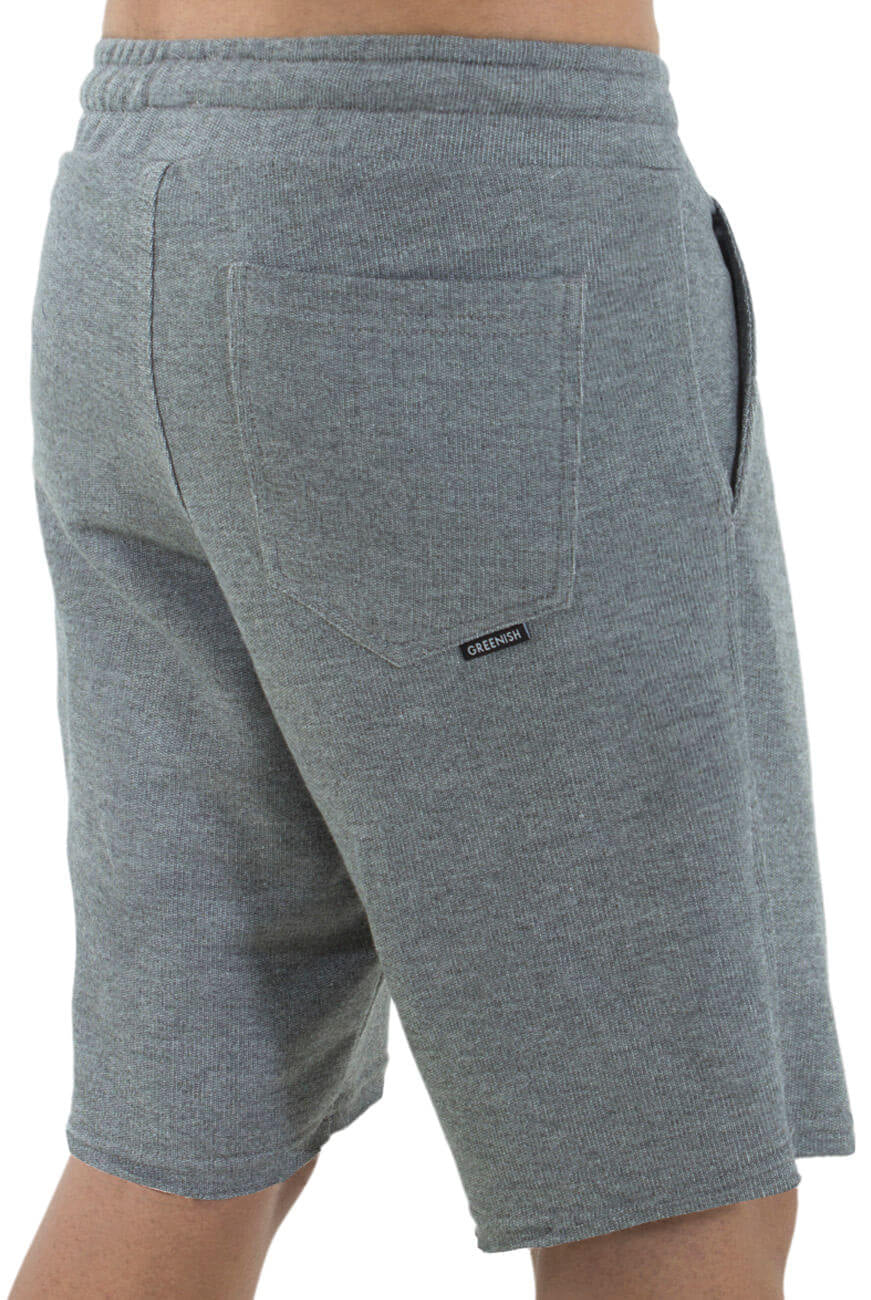 Bermuda JV Moletom Edge mescla da Greenish, vista traseira com detalhes e bolso.