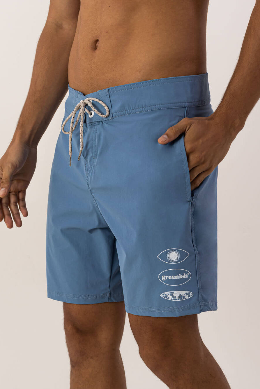 Calção de banho azul da Greenish, estilo moderno e confortável, perfeito para o verão.