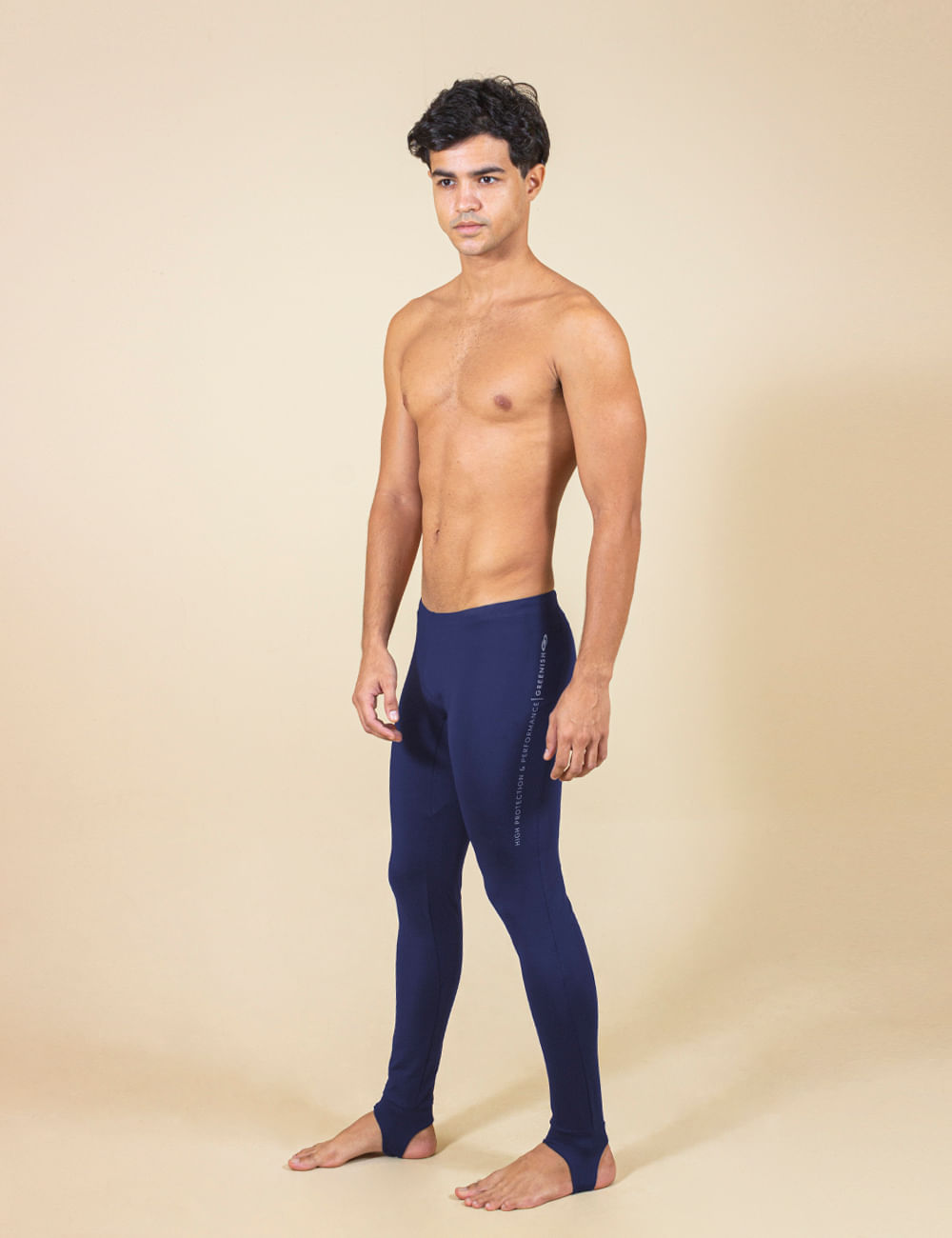 Calça Sport Lycra UV Performance da Greenish em azul marinho, ideal para surfe e atividades aquáticas.