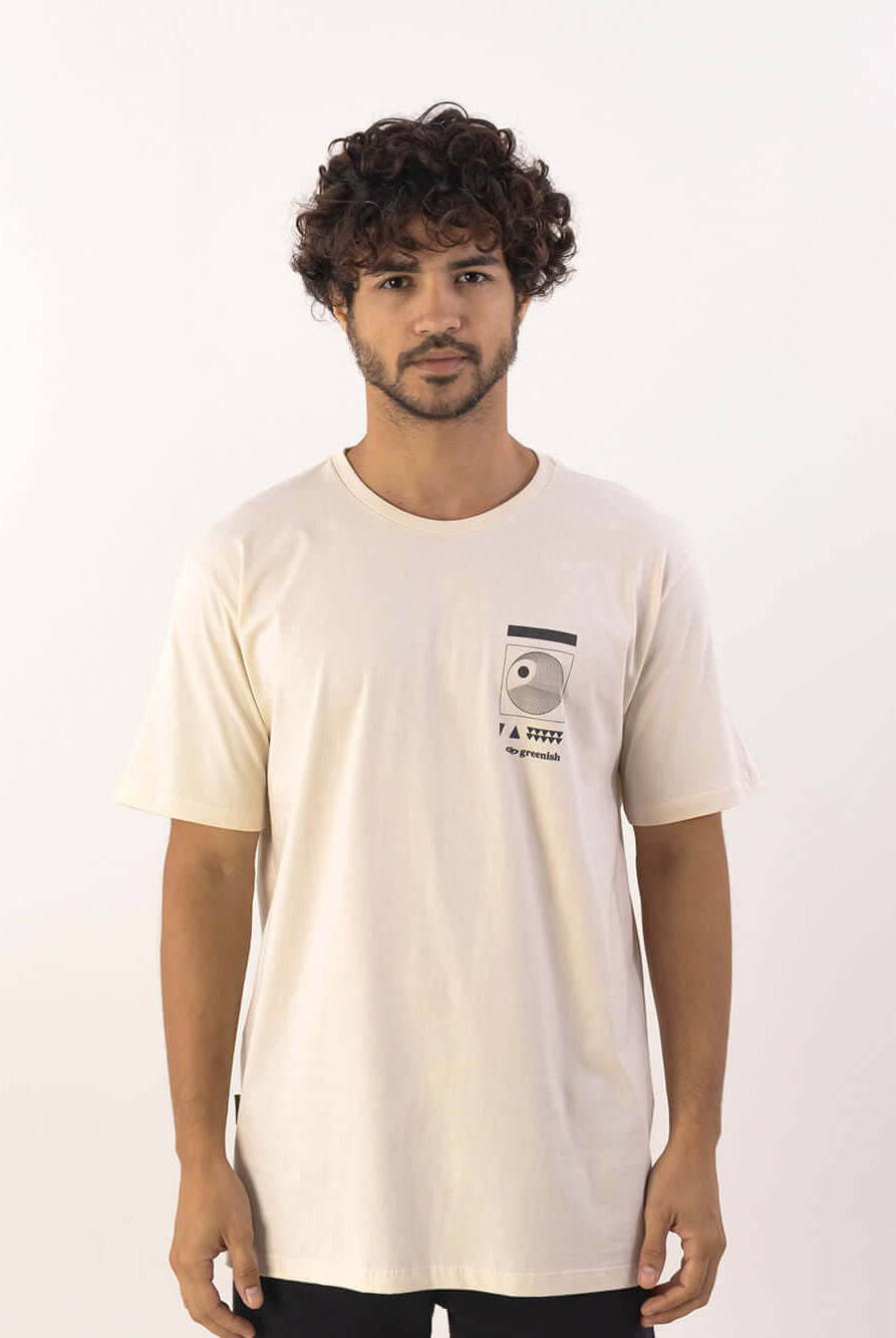 Camiseta Surfing Surf Lines bege da Greenish, confortável e fresca, ideal para o dia a dia.