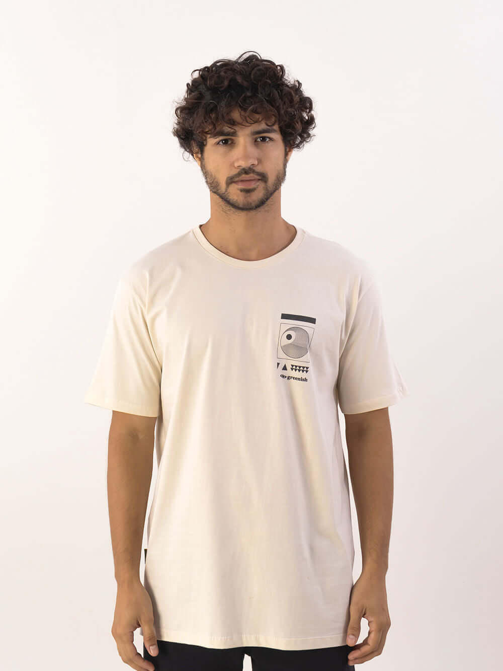 Camiseta Surfing Surf Lines bege da Greenish, confortável e fresca, ideal para o dia a dia.