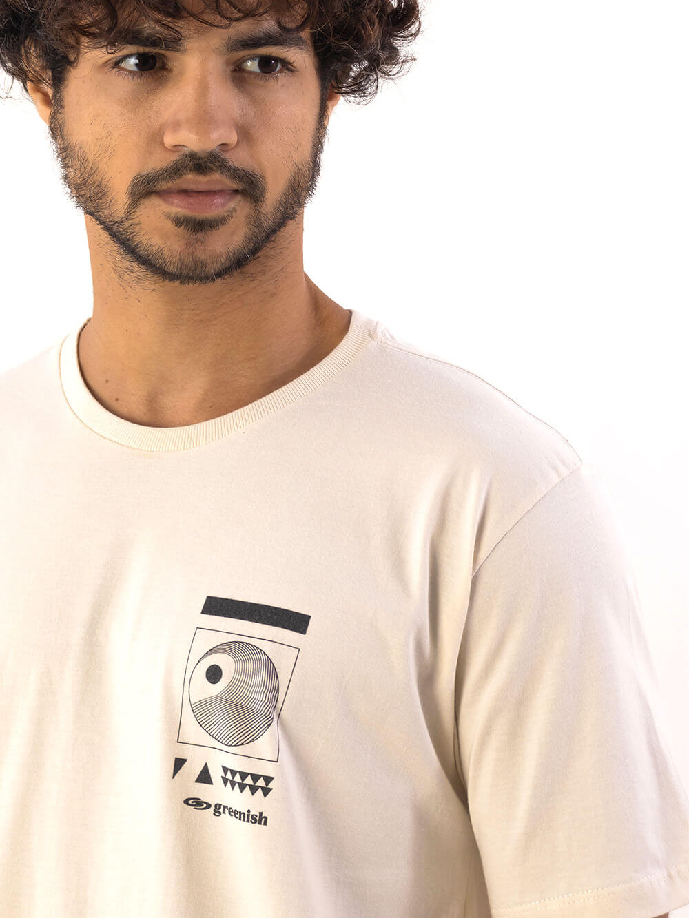 Camiseta Surfing Surf Lines bege da Greenish, com estampa original e tecido 100% algodão para conforto.