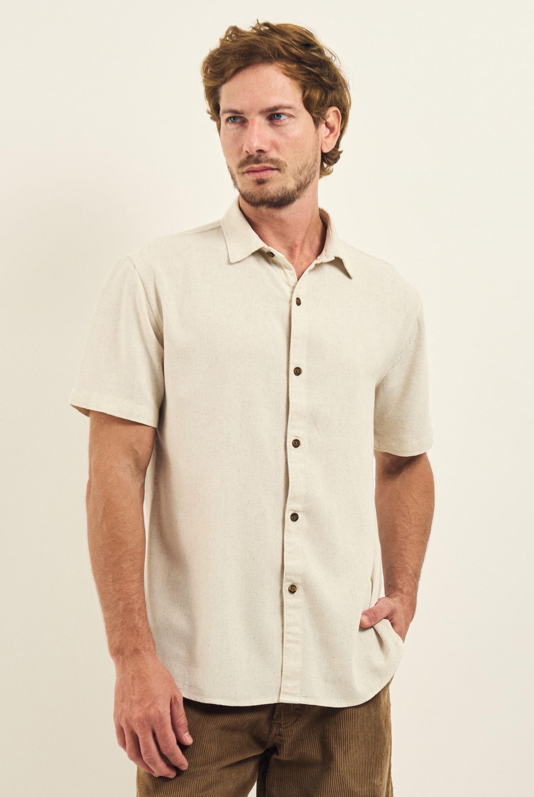 Camisa Botão Linho - Natural