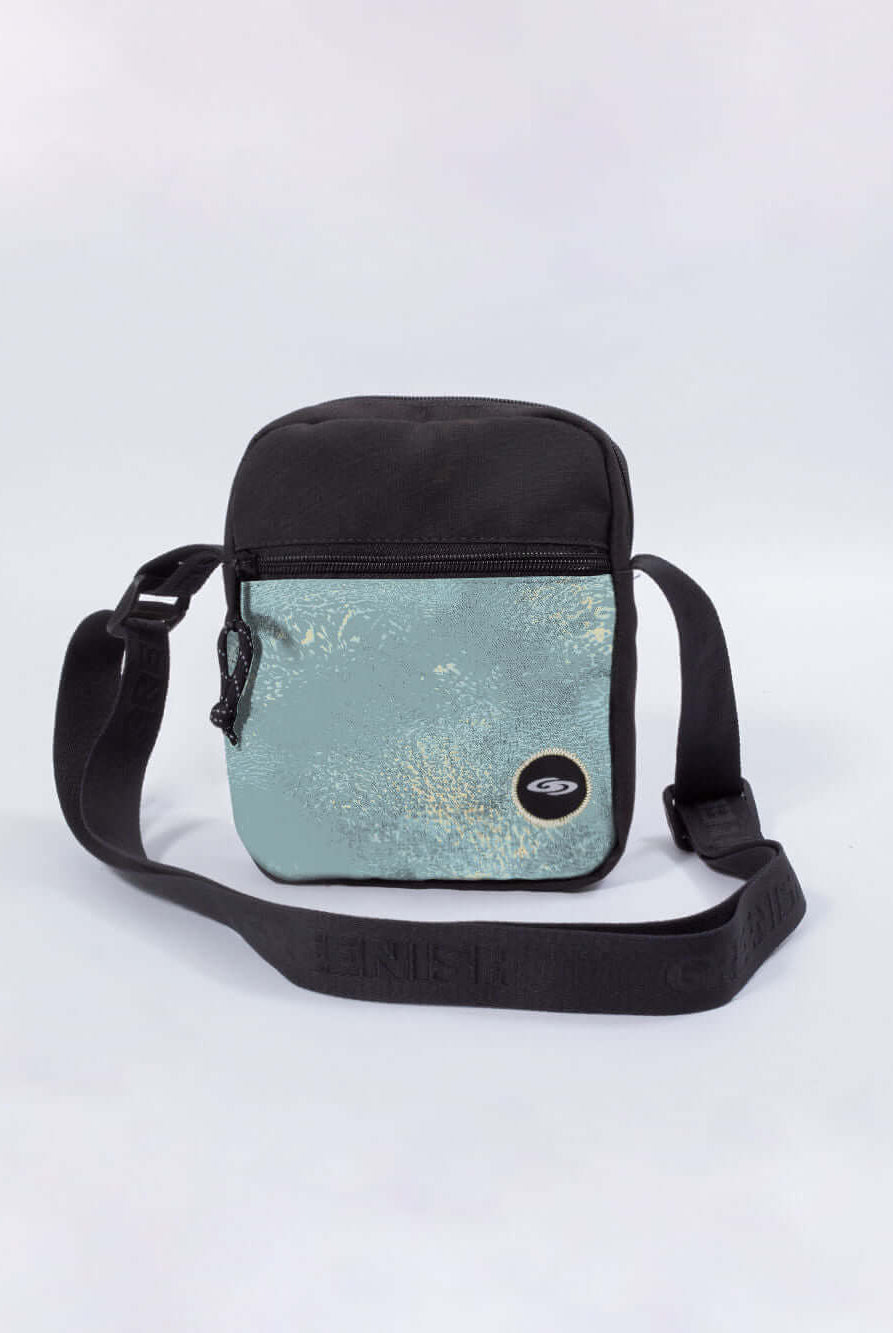 Greenish BAG REEF - VERDE, stylish greenish bag with black strap and zipper, perfect for everyday use.
