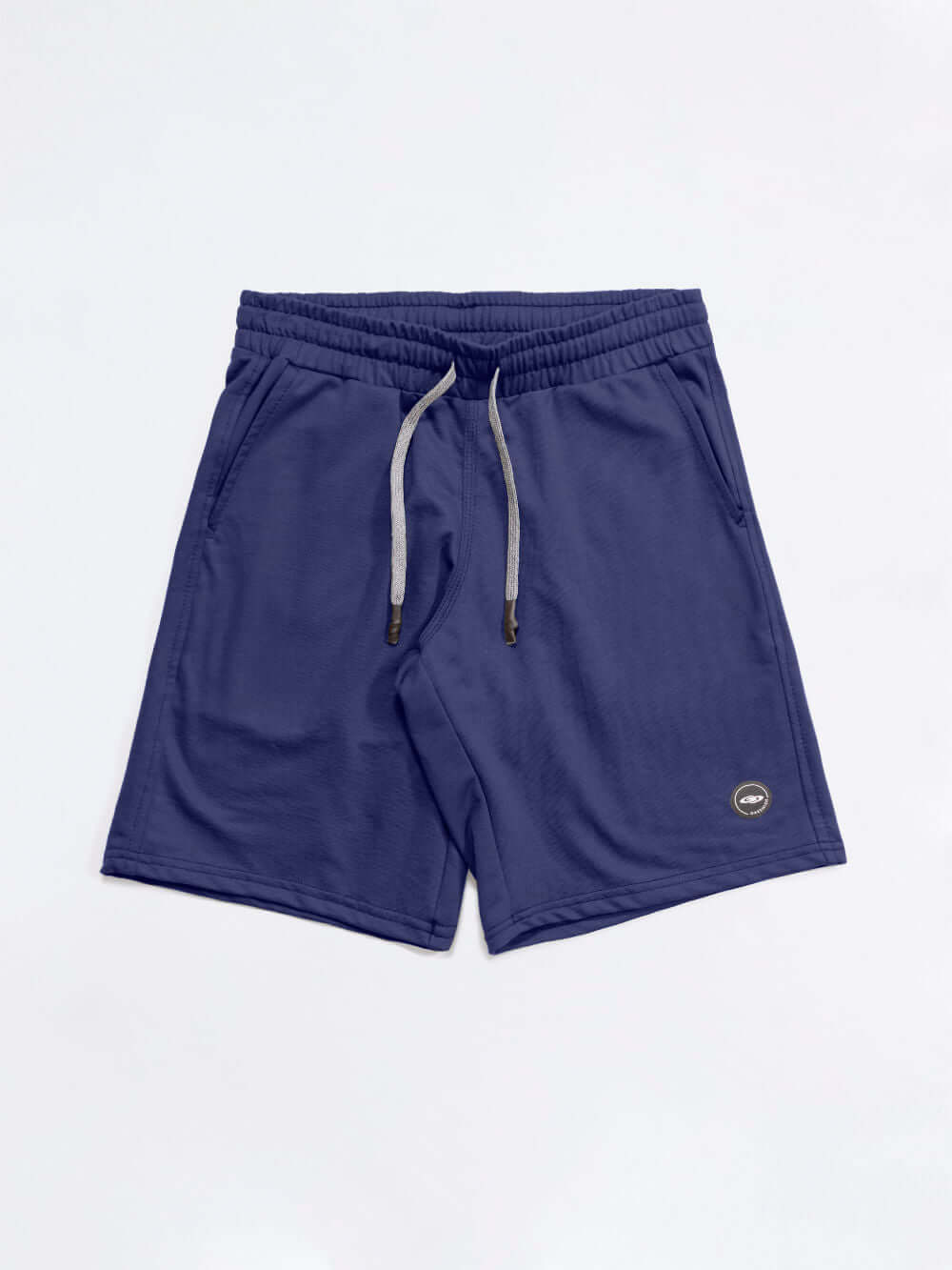 Bermuda moletom basic azul marinho da Greenish, com elástico e cadarço, ideal para meia estação.