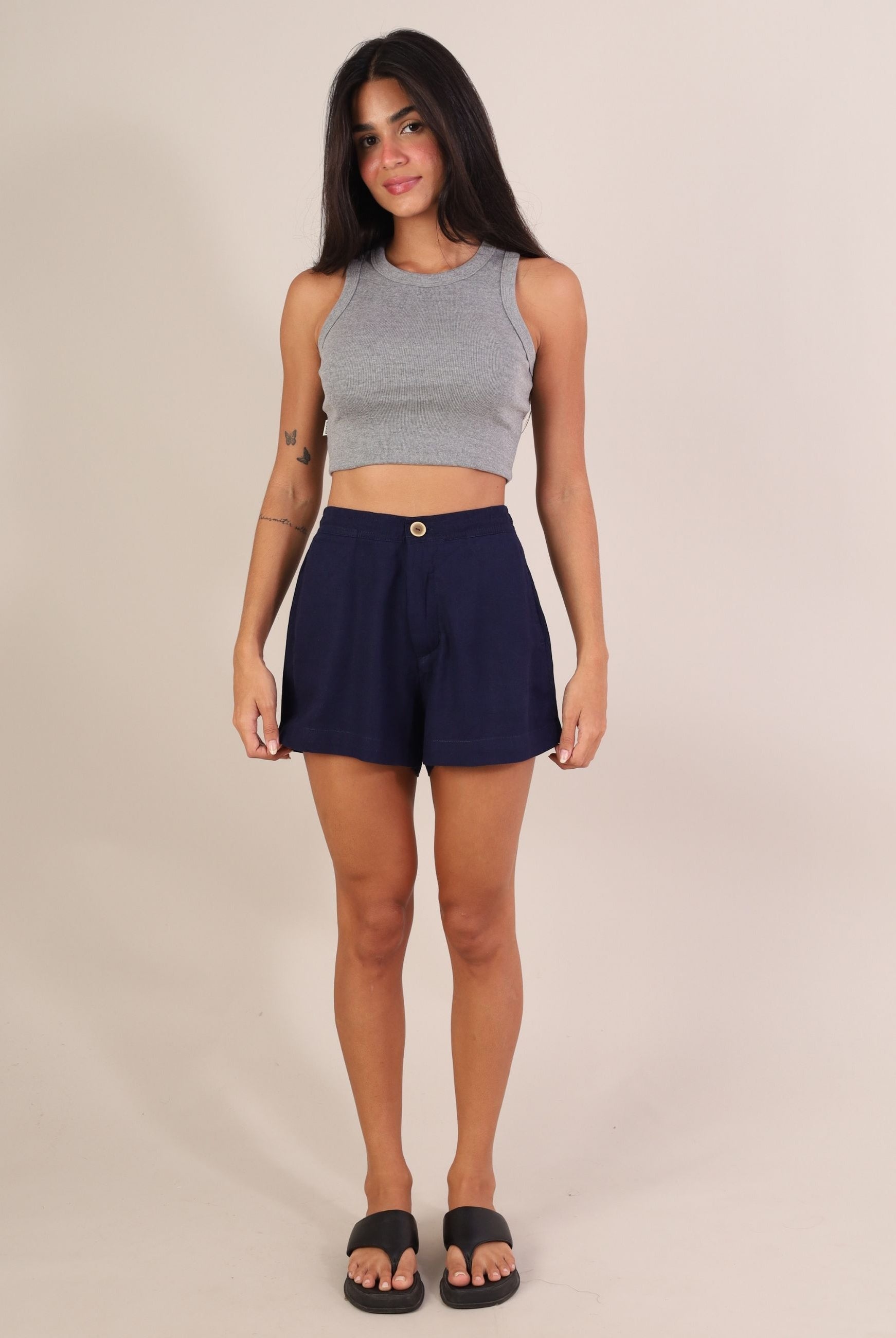 Top Cropped Canelado - Mescla