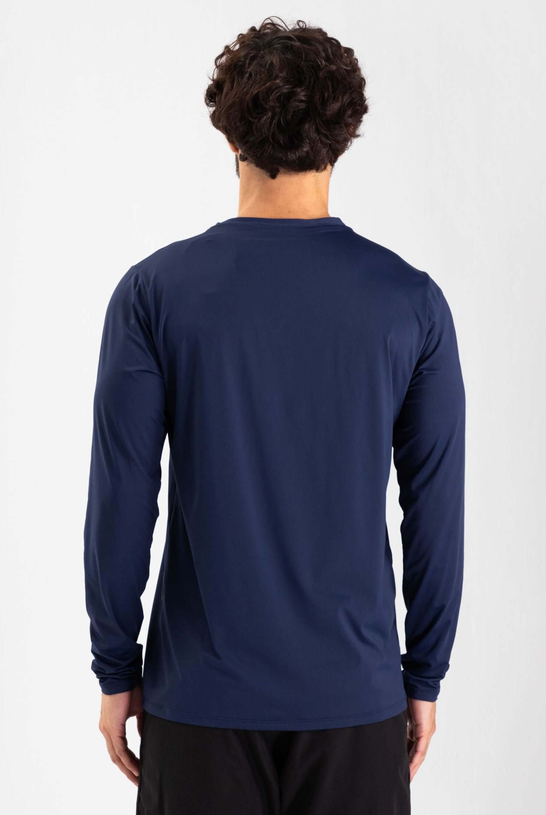 Camisa UV manga longa masculina azul marinho Greenish, ideal para atividades ao ar livre e proteção solar.