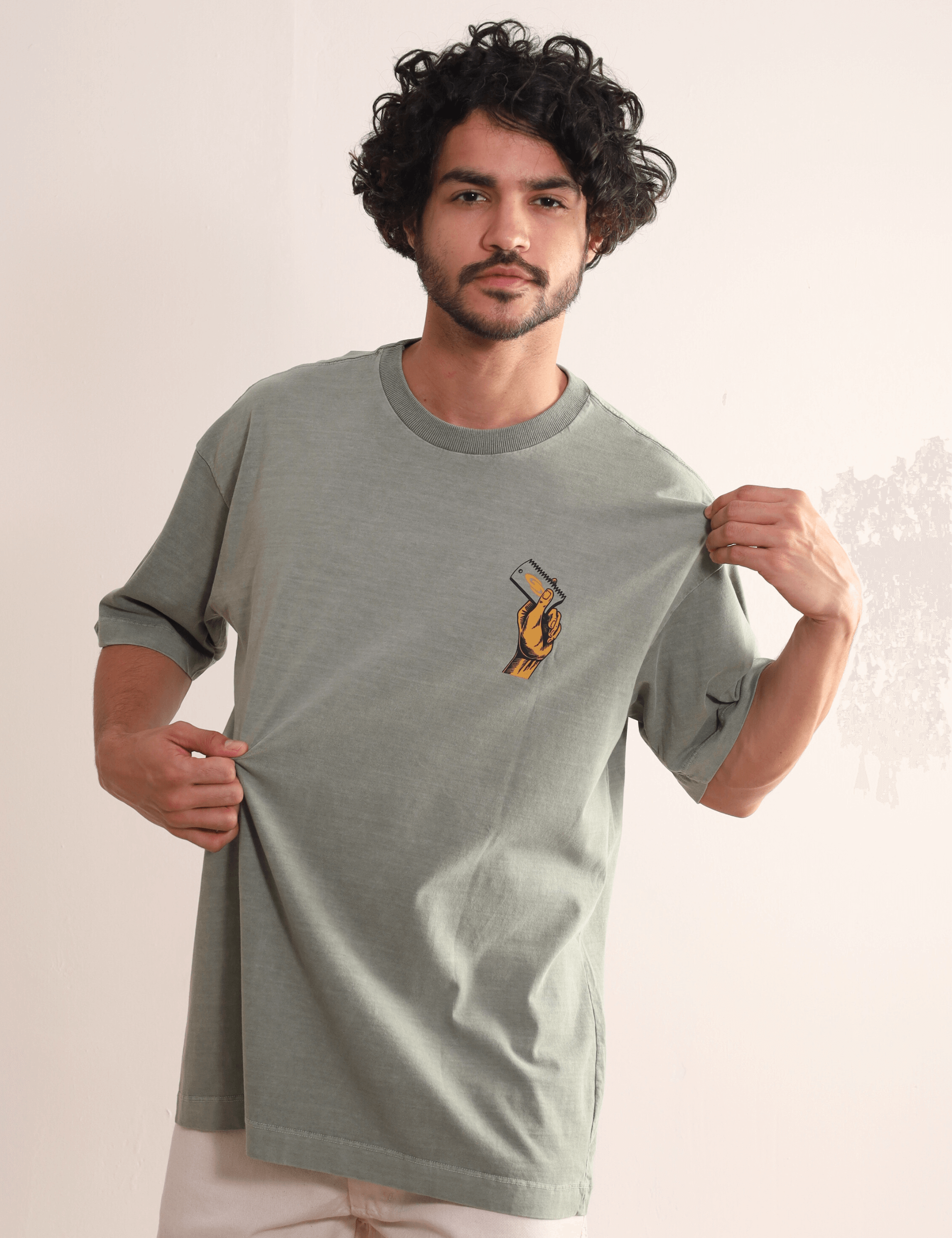 Camiseta Oversized Stone Surf Session - verde da Greenish com arte retrô e visual desbotado, expressando estilo de vida surf.