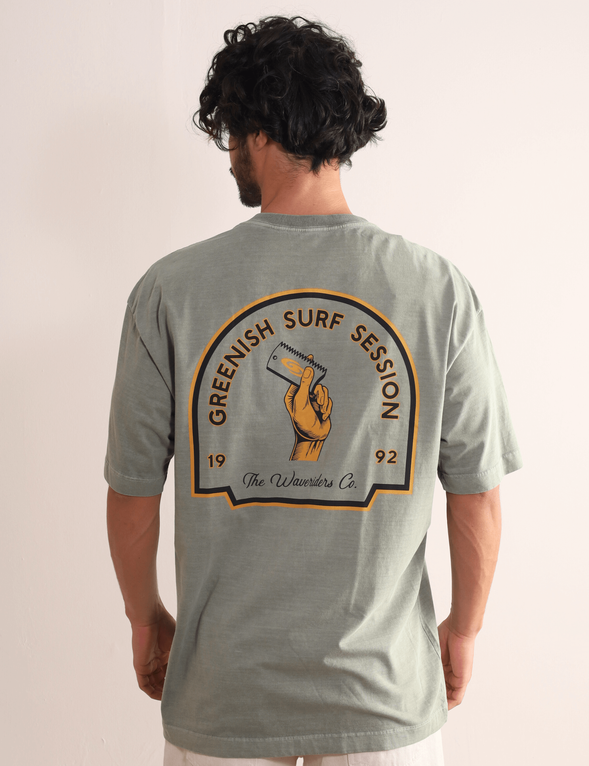 Camiseta Oversized Stone Surf Session - verde da Greenish com estampa retrô surf.