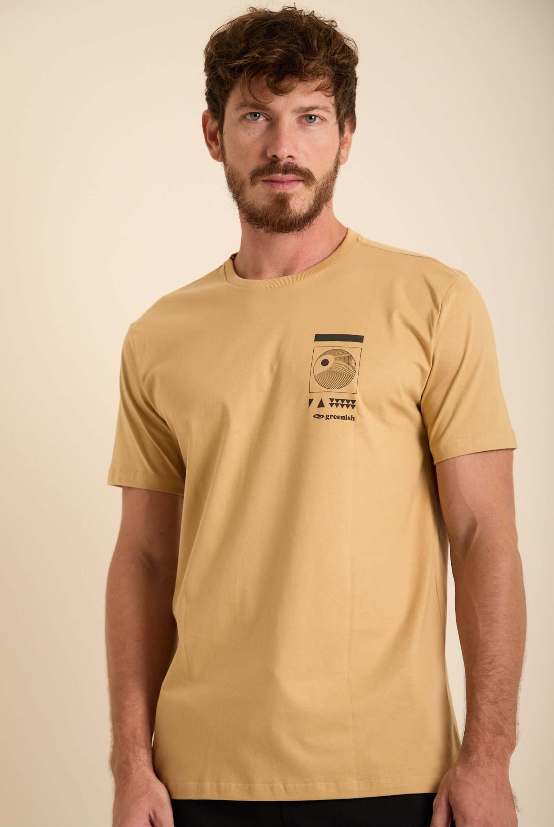Camiseta Surfing Surf Lines da marca Greenish, básica, confortável e feita de 100% algodão, cor caqui.