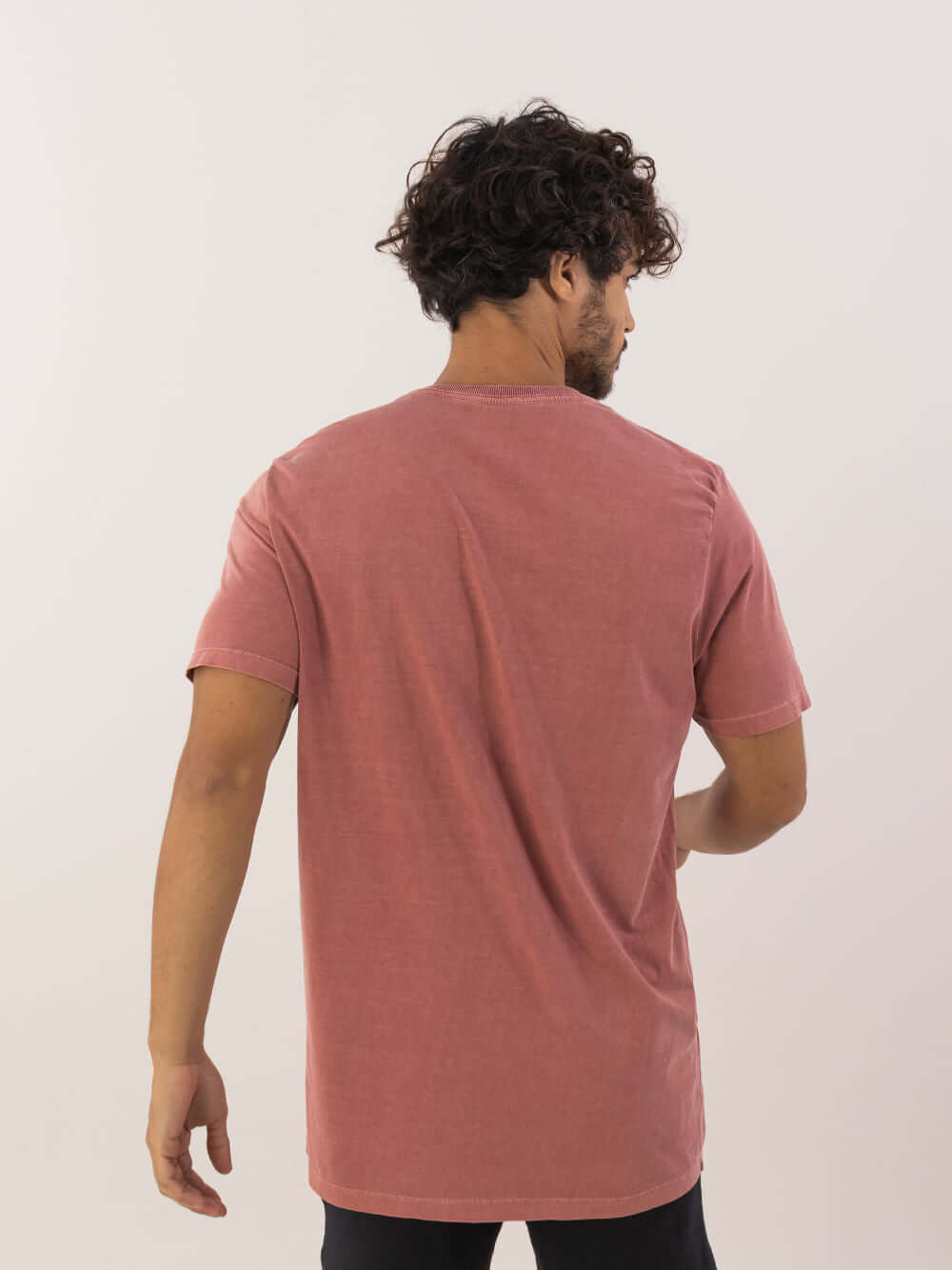 Camiseta Vintage Classic vermelha da Greenish, vista traseira, estilo básico e moderno, feita de 100% algodão.