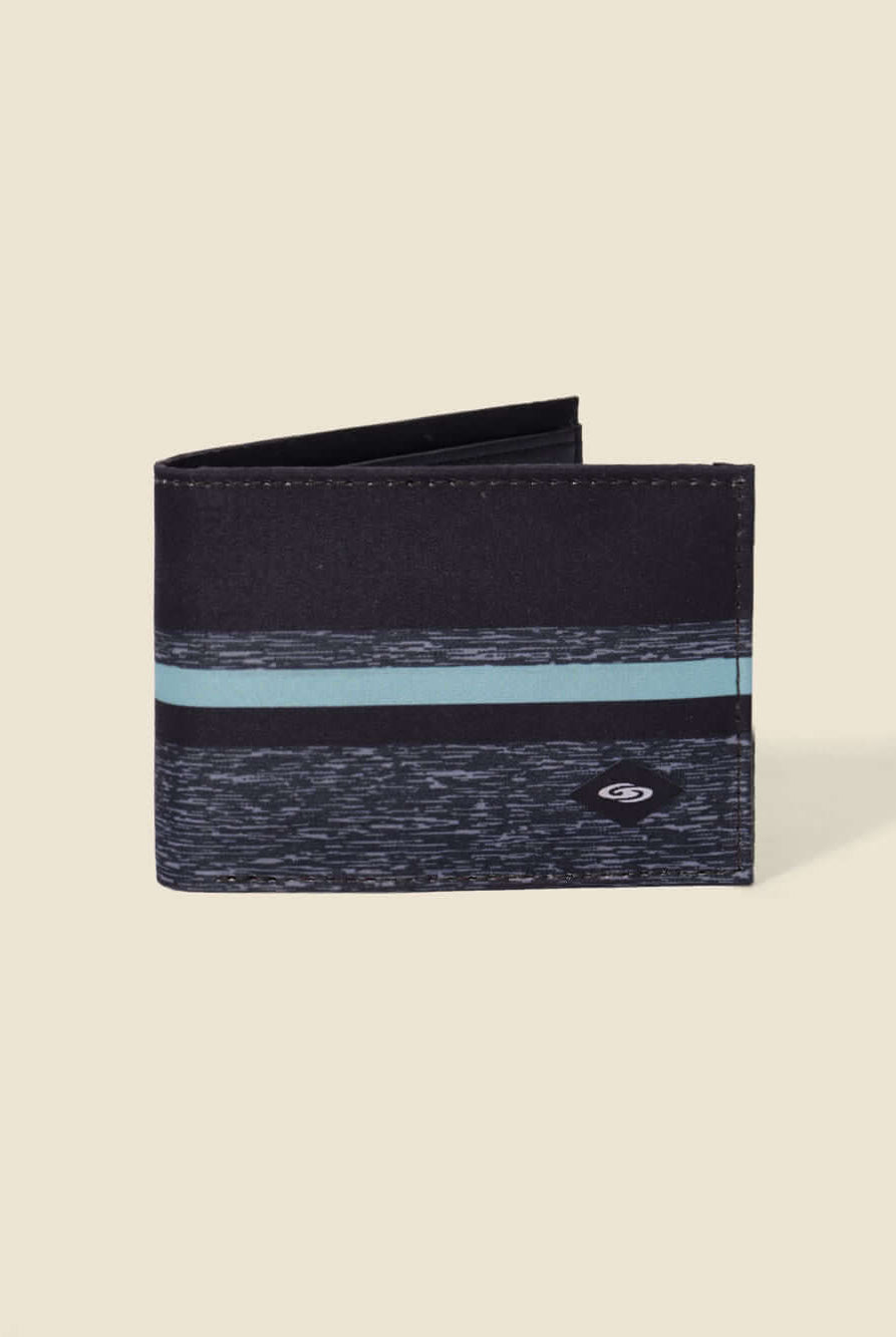 Carteira Classic Wave da Greenish na cor preto, com design elegante e listras azuis, ideal para uso diário.