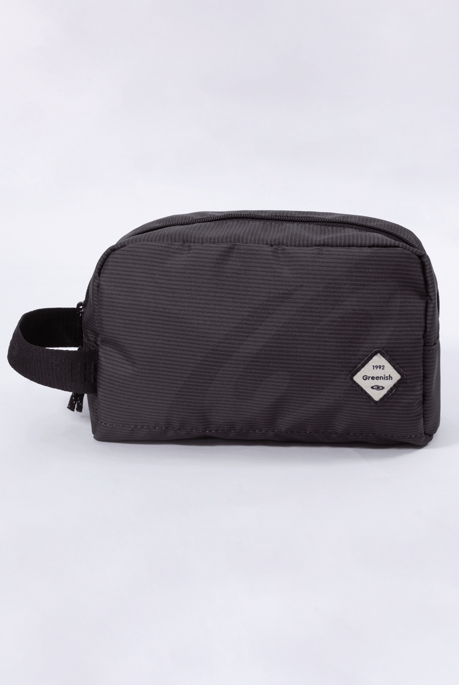 Necessaire Wave Logo preta da Greenish, ideal para organização de itens pessoais e de maquiagem.