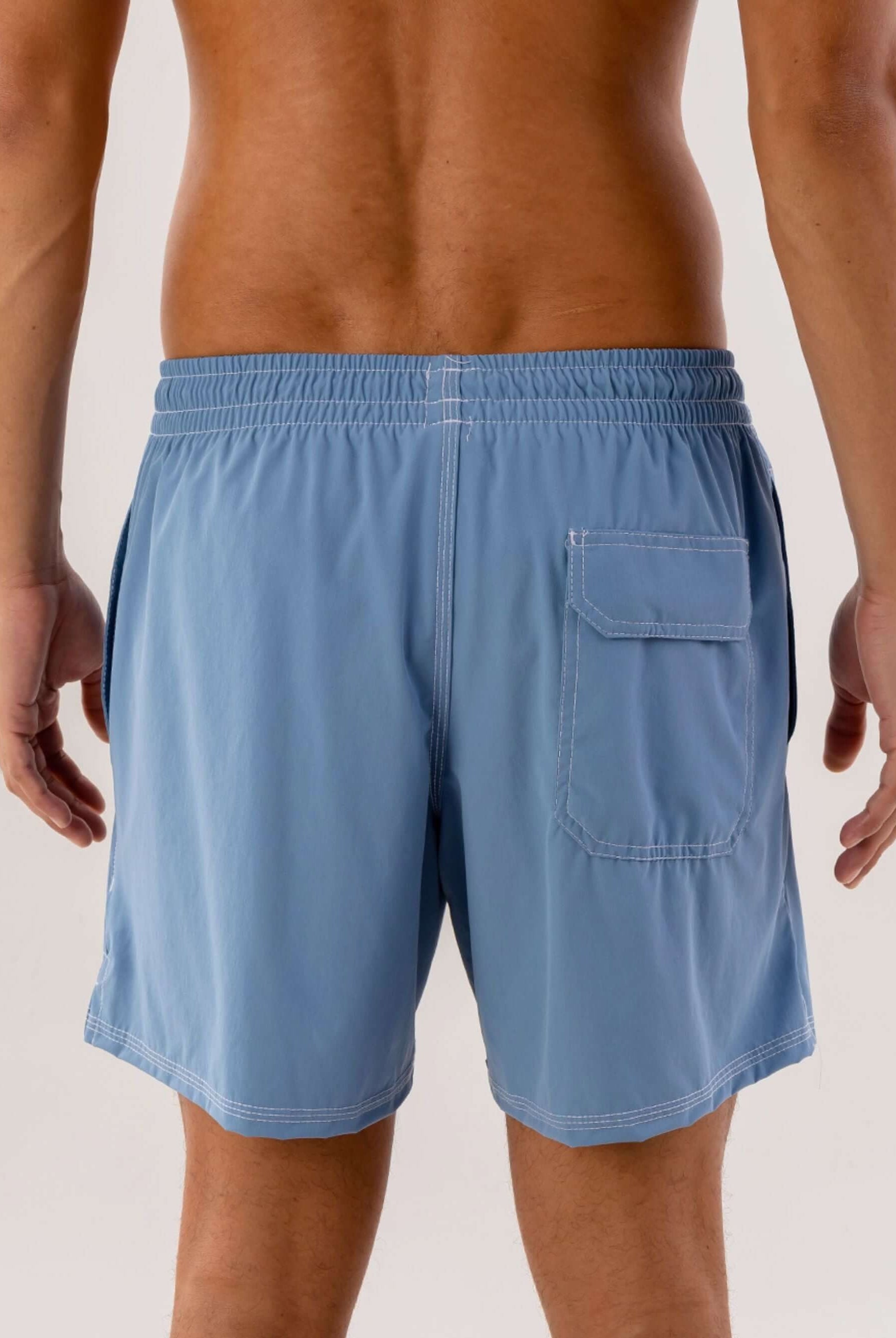 Short Volley Vintage Seekers Azul Indigo com cós elástico e bolso traseiro - Greenish.