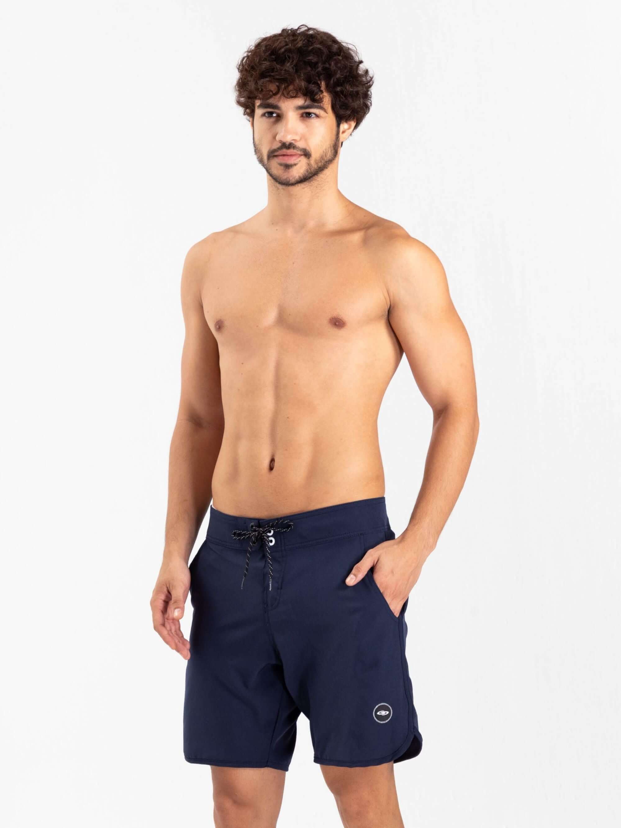 Boardwalk New Basic Azul Marinho by Greenish, a comfortable swimwear choice for daily activities, featuring an anatomical waistband.