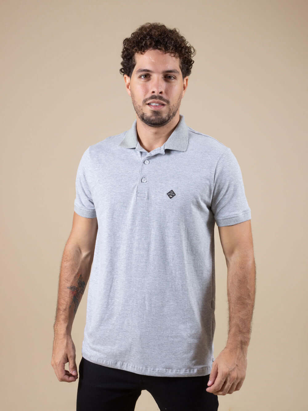 Camisa Polo Retilinea mescla da marca Greenish, estilo casual com gola clássica e três botões.