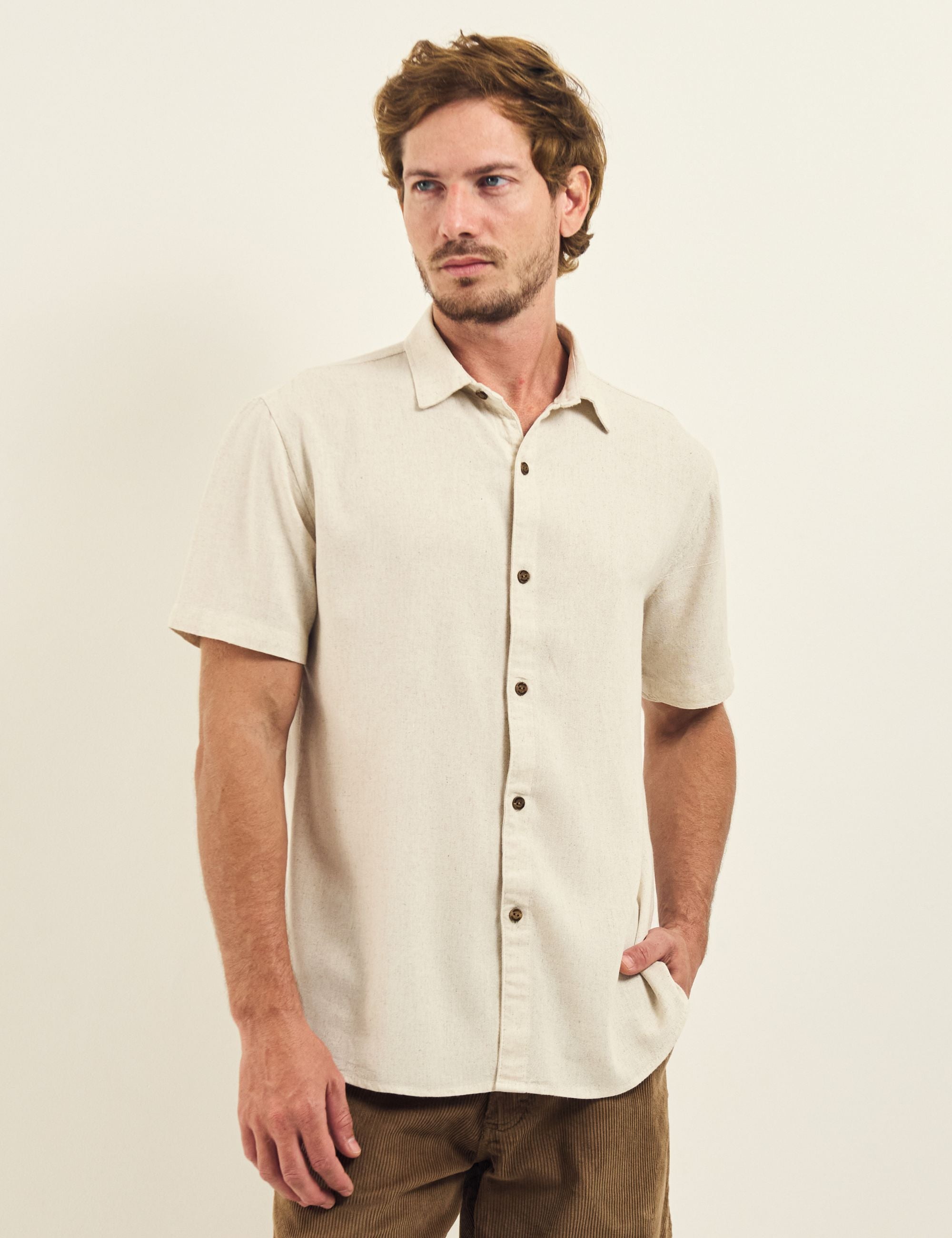 Camisa Botão Linho - Natural