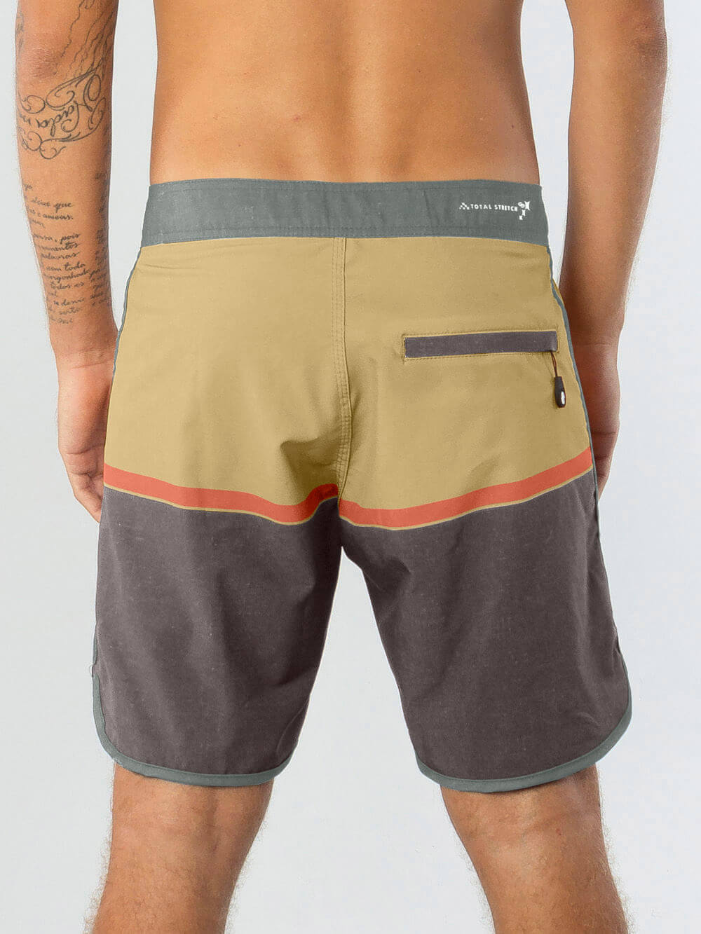 Back view of the Greenish Boardshort Adventures - Verde, featuring a comfortable fit and stylish color block design.
