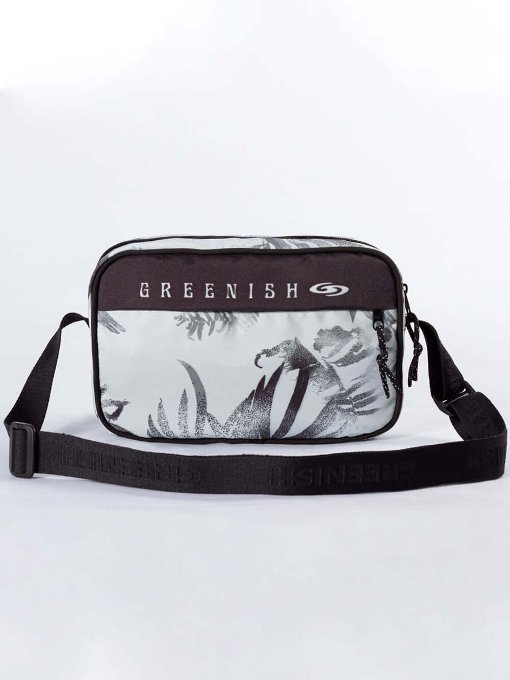 Stylish BAG NIGHT FOREST - CINZA by Greenish, featuring a sleek design with a tropical leaf pattern, perfect for daily use.