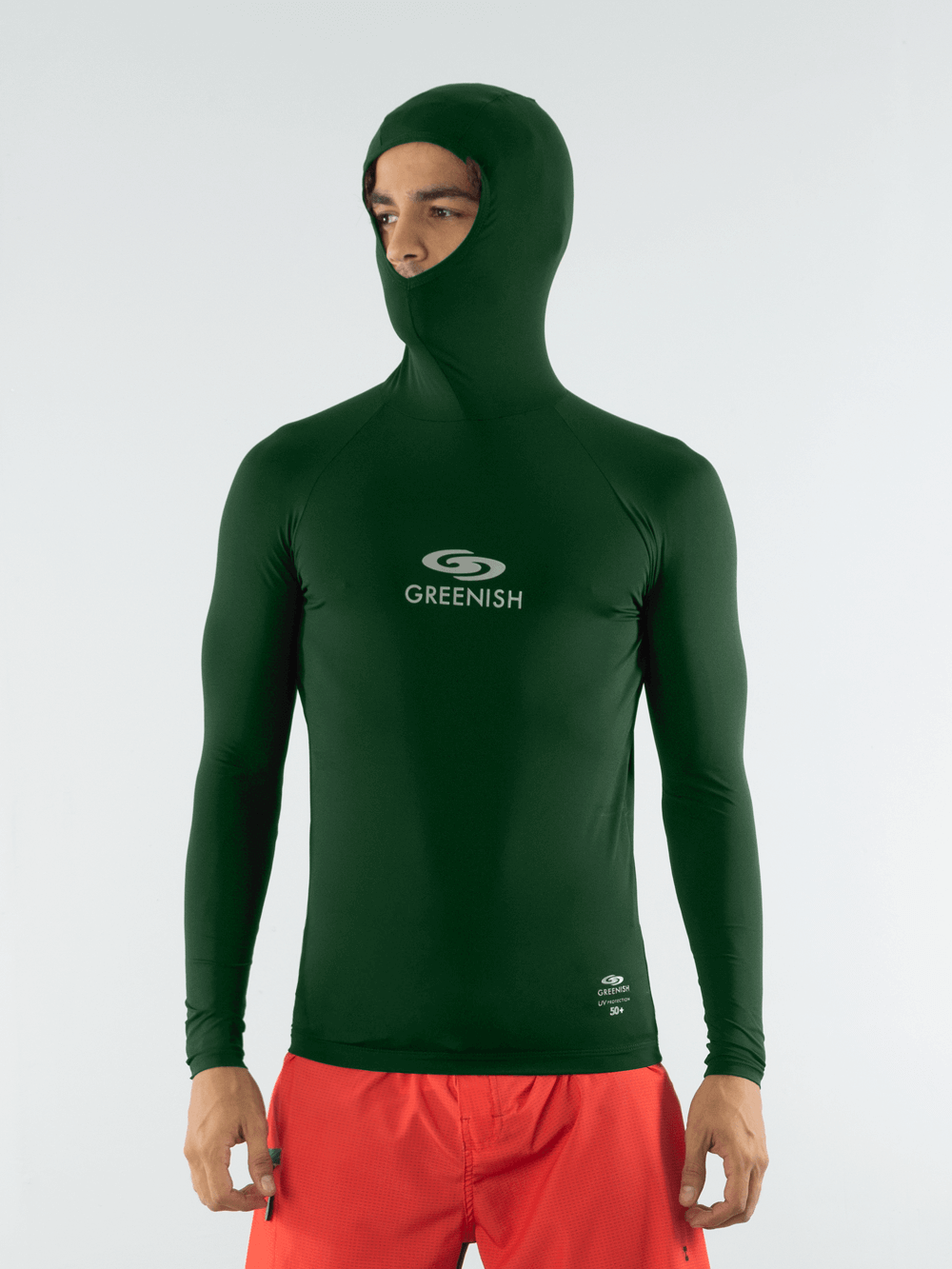 Colete com capuz da Greenish, verde, feito em lycra UV, ideal para esportes na água, confortável e durável.