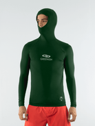 Colete com capuz da Greenish, verde, feito em lycra UV, ideal para esportes na água, confortável e durável.
