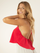 Top cropped vermelho Zanzi da marca Greenish, estilo descontraído e elegante, ideal para o verão.