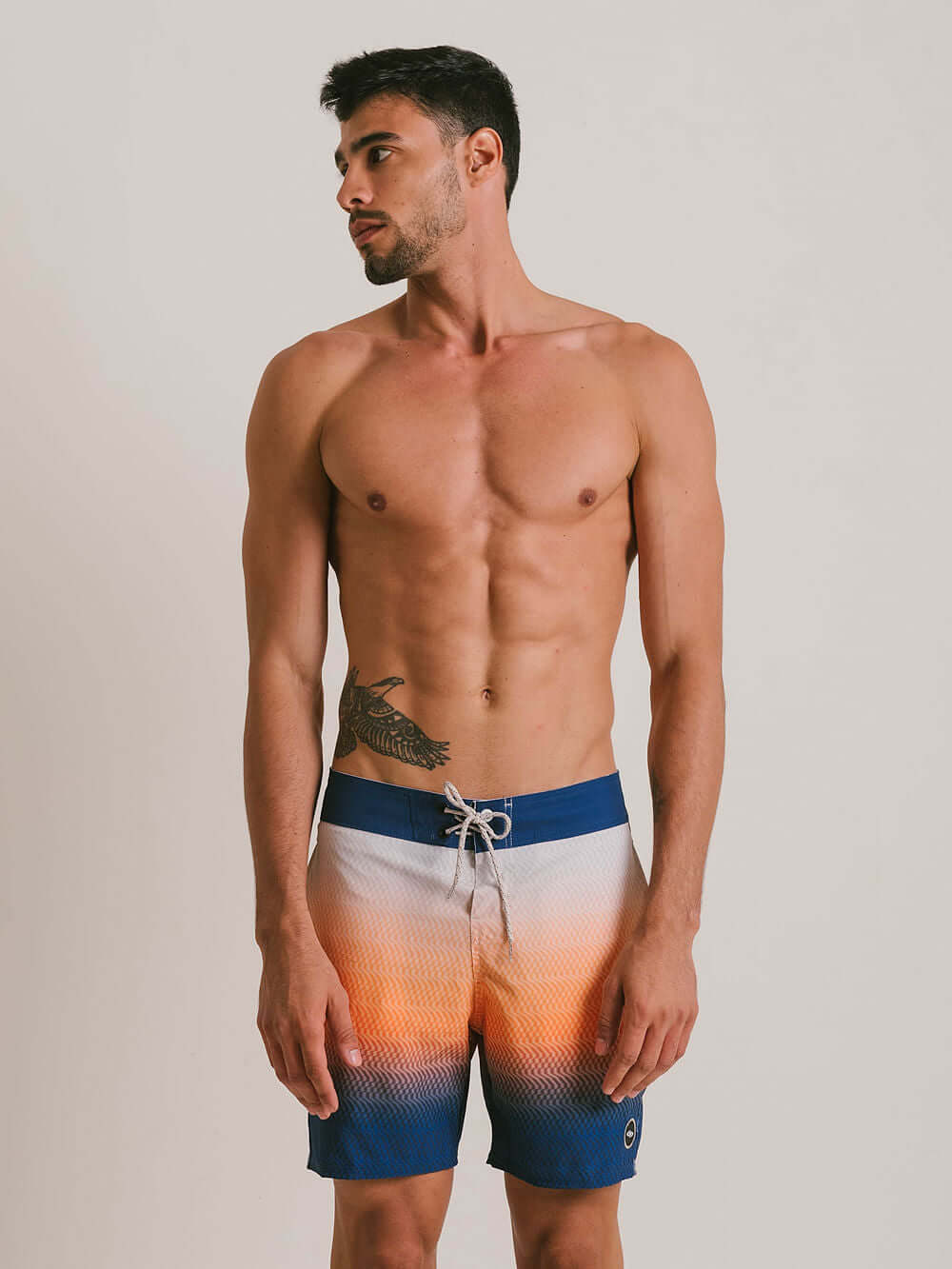 Shorts de banho BOARDWALK DUSK LARANJA da Greenish, com design em degradê e tecido leve para esportes aquáticos.