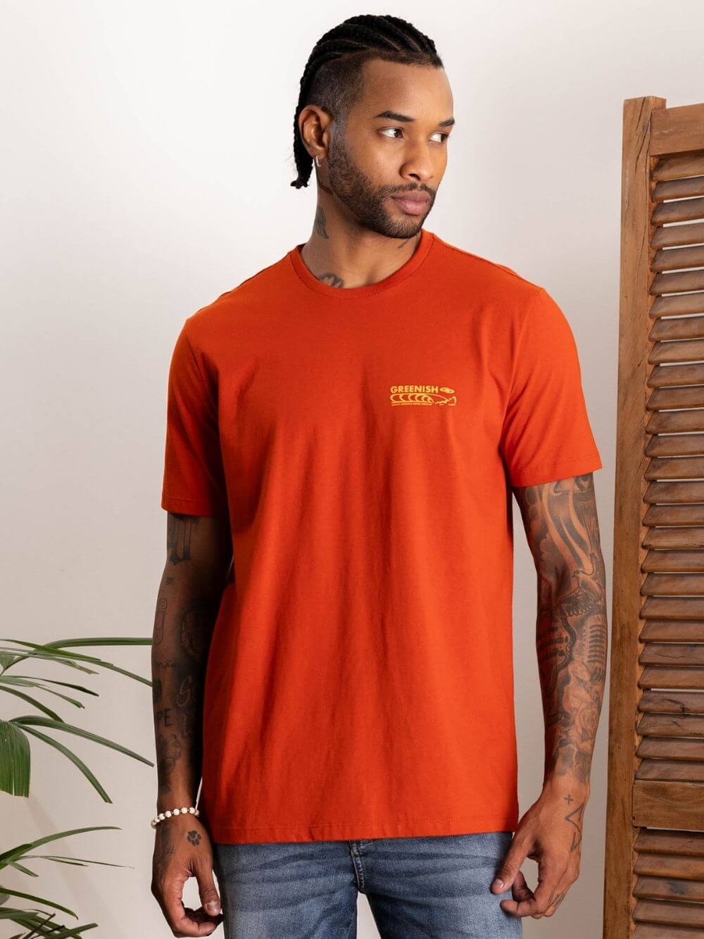 Camiseta Transition Telha da marca Greenish, modelo laranja, estilo casual, tecido leve e confortável.