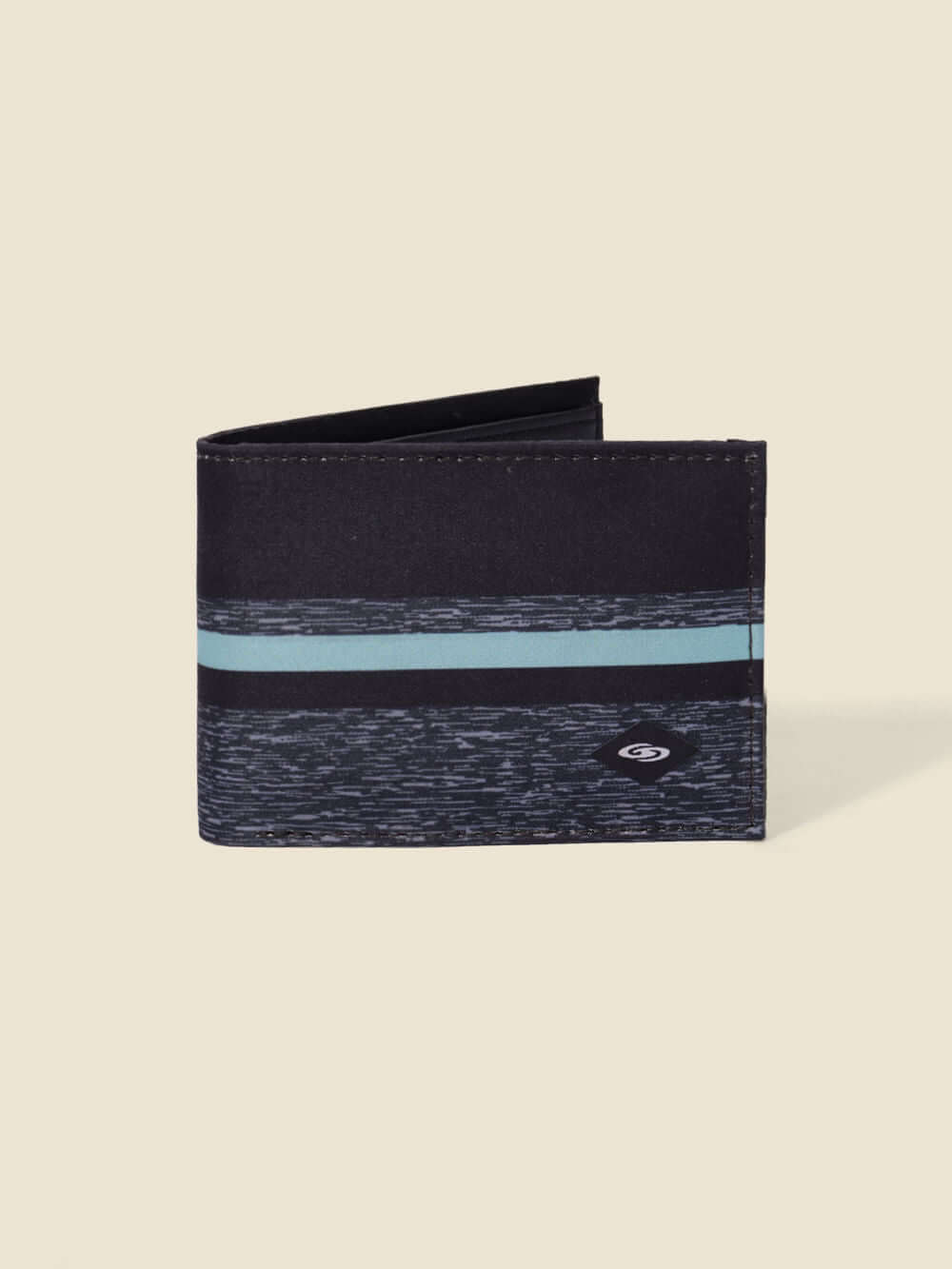 Carteira Classic Wave da Greenish na cor preto, com design elegante e listras azuis, ideal para uso diário.