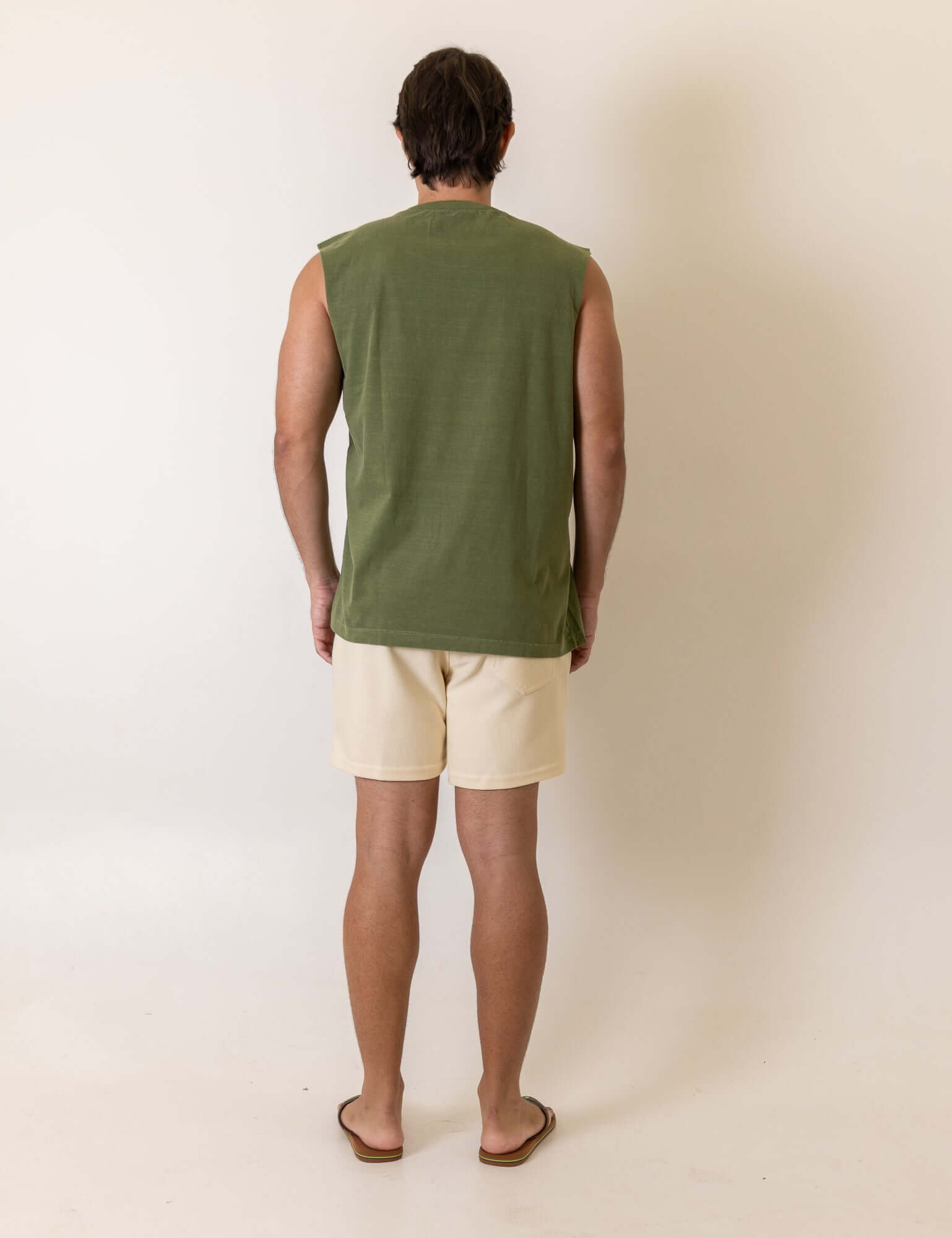 Back view of Greenish brand Regata Larga Tropical Terapy - Verde tank for men