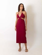 Greenish Vestido Curto Midi Colors - Vermelho Escuro em modelo feminina