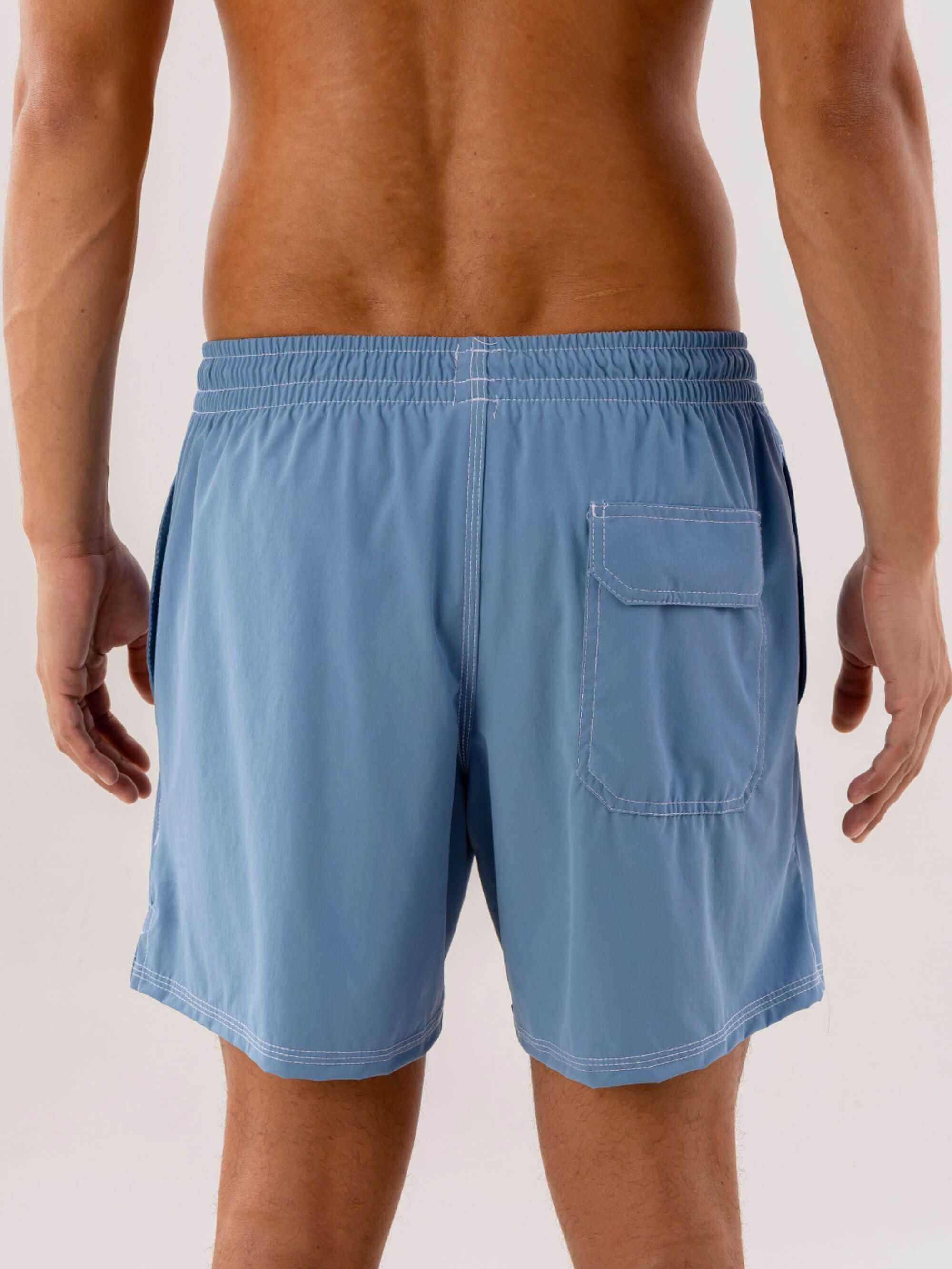 Short Volley Vintage Seekers Azul Indigo com cós elástico e bolso traseiro - Greenish.