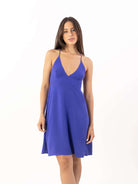 Vestido curto Amanda da Greenish, azul, em tecido 100% viscose, moderno e leve, ideal para passeios.